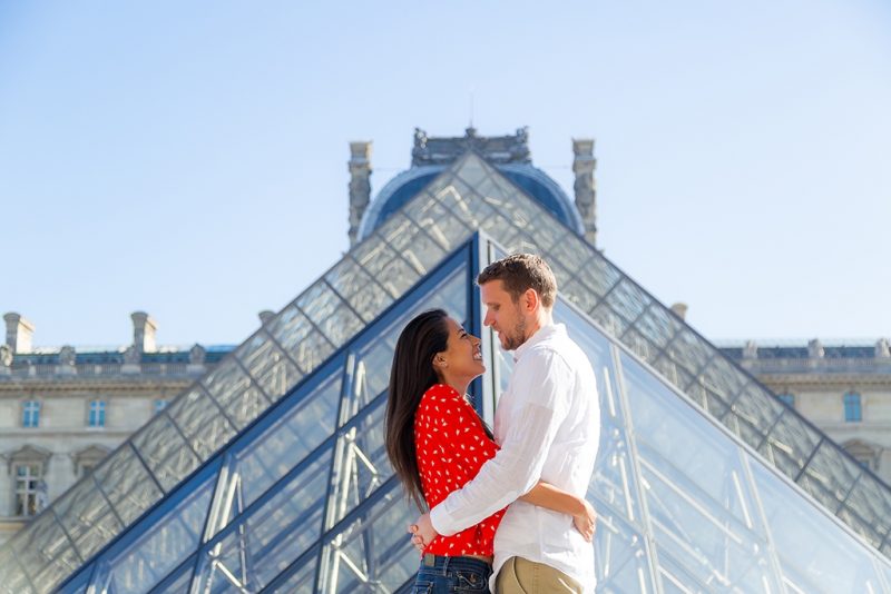 Paris Engagement Photos - Romantic Couple at Louvre